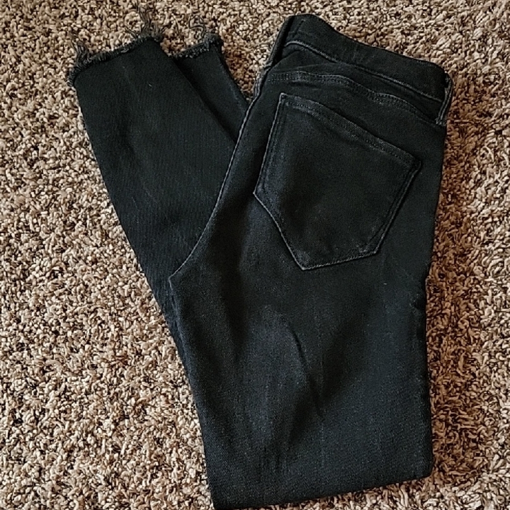 River Island Distressed Black Cropped Jeans- UK 10, US 6